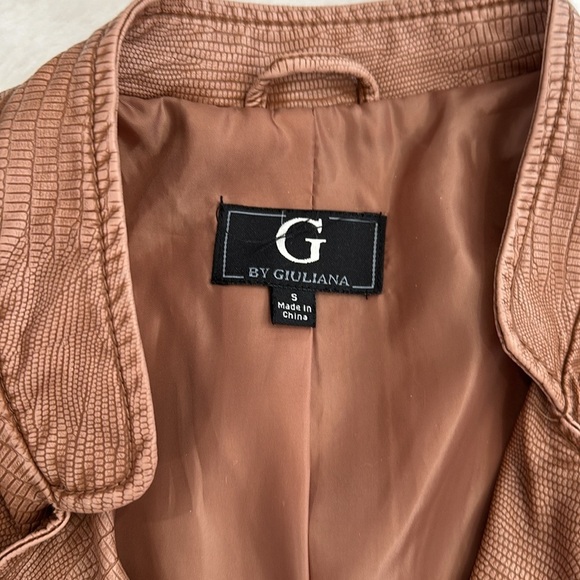 NWOT G By Guiliana Brown Faux Leather Jacket size S - Picture 4 of 6